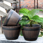 3x Barrel Tree Planter lillepott &otilde;ue muru