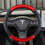 S&uuml;sinikkiud + Ehtne Nahk Auto Roolikate Libisemisvastane Tesla Model 3 2016 2018 jaoks Autotarvikud COFFEE O SHAPE gray