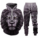 Personality Lion 3D Printiga kapuuts/spordidress Meeste lahedad kapuutsiga dressipluusid+p&uuml;ksid Jooksukost&uuml;&uuml;m Hip Hop Meeste t&auml;navar&otilde;ivaste r&otilde;ivakomplekt L