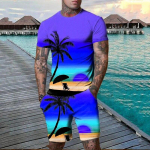 Suvised Hawaii T-s&auml;rgid L&uuml;hikesed p&uuml;ksid Komplektid Sea Beach 3D Print Meeste Mood Spordidressid L&uuml;hikeste varrukatega T-s&auml;rk P&uuml;ksid Komplekt Meeste &uuml;likonnad Riided 2XL