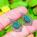 Natural Green Onyx Gemstone Handmade 925 Sterling Silver Earring 1.69 p3l43