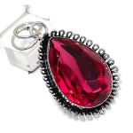 Natural Pink Rubillite Gemstone Handmade 925 Sterling Silver Pendant 1.97 v5m05