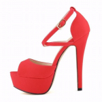 Rooma stiilis Naiste Seksikad Avatud varbad Sandaalid &Otilde;hukesed Kontsad Platvorm K&otilde;rged Kontsad Kingad Suvekingad Stilettos Suede king 35 punane