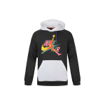 Jordan Air Jumpman Logo Prindiga V&auml;rviline Blokeeriv Fliisist Kapuutsiga Topp Meestele Must CU1556-010 M