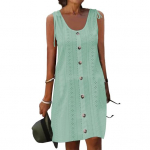 Naiste suvekleit &uuml;hev&auml;rviline varrukateta n&ouml;&ouml;pidega kaunistus U kael, avar riietusrihm hingav pitsiline peokleit Naiste riided 3XL roheline