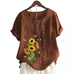 Moodsad naiste &uuml;mara kaelusega l&uuml;hikeste varrukatega puuvillane topp 11 v&auml;rvivalikuga S kohv