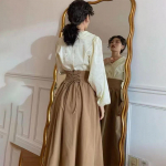 Tumepruun Vintage Maxi Seelik Naiste Harajuku Taskupitsiga Pikad Seelikud Suvised S&uuml;gisriided Korea mood Y2k Stiilis S beež