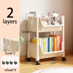 Multifunktsionaalne mobiilne ratastega raamaturiiul elutoa hoiustamisriiul, t&ouml;&ouml;toa k&auml;ru riiulid lauaarvuti korraldaja 2layers