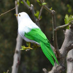 Artificial Bird Ornaments Miniature Simulation Figurine Outdoor Indoor home and garden 1-White Green