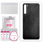 apgo Protective Skin Sticker for the back compatible with Xiaomi Redmi Note 8, Wrap Film, Foil, Vinyl - Pattern Black Leather