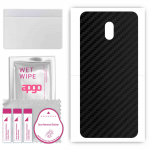 apgo Protective Skin Sticker for the back compatible with Nokia 2.2, Wrap Film, Foil, Vinyl - Pattern Carbon Black