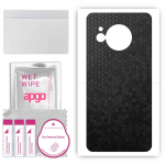 apgo Protective Skin Sticker for the back compatible with Sharp Aquos R8, Wrap Film, Foil, Vinyl - Pattern Black Honeycomb