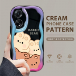 Armas koomiksimustriga kreemjas tekstuuriga korpus, lainelise servaga pehme silikoonkaanega telefoni&uuml;mbris OPPO Reno Realme jaoks OPPO A15 valge