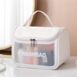 Naiste t&otilde;mblukuga pooll&auml;bipaistev koorimispesu meigikott Reisi suure mahutavusega kosmeetikakotid PVC veekindel kaasaskantav organiseerija hoiuruum tualett-tarvete ilukohver roosa