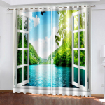 3D odav m&auml;gede j&otilde;gede metsa maastik p&auml;ikesevarjukardinad 2 paneeliga tasuta kohaletoimetamine Deluxe elutuba magamistuba kodukaunistusega kardin 100W130H(CM)40x51in&Hook