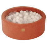 Round Ball Pit MeowBaby&reg; Velvet, Marsala Red 90x30 cm