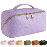 Suure mahutavusega reisikosmeetikakott &ndash; meigikott, PU-nahast veekindel kosmeetikakott, naiste kaasaskantav reisimeigikott k&auml;epidemega