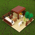 Loomade stseeni koosteploki m&auml;nguasjad, lehmalaud, seaaut, lambalaud, parditiik, kasutatakse t&ouml;&ouml;laua kaunistamiseks