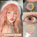 MILLCREEK 2PCS Color Contact Lens with Grade green/pink/blue/purple Lenses Cosplay Contact Lens Yearly Use 0 oranž