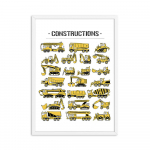 L&otilde;uendimaaling Veoautod Autode seinakunstitr&uuml;kk Plakatid Ekskavaator Lasteaed Ehitus S&otilde;idukid Dekoratsiooniplakat Beebituba 21x30cm No Framed