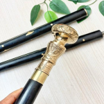 93.98 cm Brass Flower Handle Walking Stick, Stylish Black Foldable Cane, Gift For Father, grandparents, Christmas gift, Anniversary gift