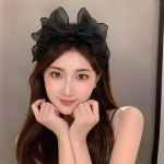 Korea Retro Black Mesh Big Bow peapael Juuste aksessuaarid naistele must
