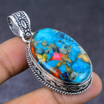 Spiny Oyster Gemstone 925 Steling Silver Jewelry Pendant 2.05 d9o86