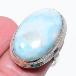 Caribbean Larimar Gemstone Handmade 925 Sterling Silver Jewelry Ring Size 7 a5y72