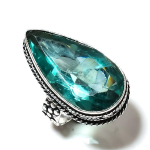 Aqua Apatite Gemstone Handmade 925 Sterling Silver Gift Jewelry Ring Size 7 v0w88