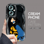 Armas koomiksimustriga kreemjas tekstuuriga korpus, lainelise servaga pehme silikoonkaanega telefoni&uuml;mbris OPPO Reno Realme jaoks Realme Narzo 70 5G puhas