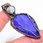 Sapphire Natural Gemstone Handmade Copper Wire Wrap Pendant 2.56 n8d95