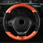 Punutis auto rooliratta katte kaunistus s&uuml;sinikkiust mikrokiud nahk n&otilde;eltega keerme liitmik katted sport mood 38cm 38cm oranž