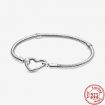 Klassikaline seeria 100% 925 h&otilde;bedast s&uuml;damega k&auml;ev&otilde;ru, mis sobib originaalsete helmestega, meisterdage kahekihiline armastusehe, kingitus 21cm