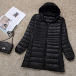 Naiste kapuutsiga puhvis jakid Saabuvad naiste &uuml;likerge, pakitav soe &otilde;huke sulemantel XXXXXXL must