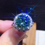 Vapustavad 3 kate roheline moissanite s&otilde;rmus Sterling h&otilde;be kihlas&otilde;rmused naistele pruudi s&otilde;rmepeo ehted Resizable