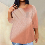 Naiste moodne vabaaja kolmeveerandvarrukatega tr&uuml;kitud &uuml;mara kaelusega pullover 4/3 varrukatega XXXXL safran