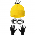 3 tk Kost&uuml;&uuml;mitarvikud T&auml;iskasvanud Mehed Naiste Cosplay Peokomplekt M&uuml;ts Silmad Kindad Komplekt One Size kollane