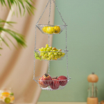 3 Tier Fruit Hanging Basket Vegetable Easy to Remove Metal Organizer Storage