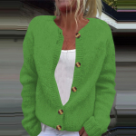 Naiste mood &uuml;hev&auml;rviline pikkade varrukatega kootud kardiganist n&ouml;&ouml;biga jakk L roheline
