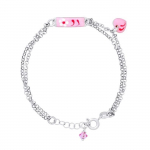 L&Eacute;A & ARTHUR - Bracelet Enfants 1 Fleur & Breloque FLEUR ROSE - Argent 925 Milli&egrave;mes Rhodi&eacute; - Longueur R&eacute;galable