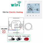 WIFI termostaat elektri-/vee-/gaasikatla p&otilde;randak&uuml;tte jaoks LCD puuteekraaniga temperatuuriregulaator H&auml;&auml;lejuhtimine Alexa/Google Home'i kaudu for electric heating valge