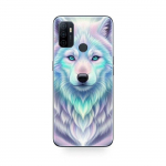 Coque Oppo A32 Loup blanc reflet violet Maniacase