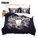 Taluloomade tekikotikomplekt &Uuml;hekohaline King Queen Boheemlaslik Mandala Voodipesukomplekt Mikrokiud Hirv Pullipea Lehmapealuu Tekikott EU single(135x200cm)