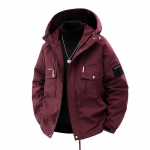 Suur Suurus Pluss Samet T&ouml;&ouml;riiete Puuvillane Jakk Meestele Talvel, Lai &Uuml;lem&otilde;&otilde;duline Jakk, Laetav Vabaaja Mitmek&uuml;lgne Puuvillane Jakk Meestele XL punane