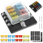 8-suunaline kaitsmekarbi hoidikuplokk 32V 100A teraga kaitsmeplokk LED-indikaatori ja kaanega veekindla vooluahela kaitsmekarbi auto kaitsmepaneel must