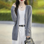 Naiste villane kampsun Qinghe ka&scaron;miir 50% siid 50% vill s&uuml;gis-talvine villane kardigan pehme ja soe M hall v&auml;rv