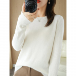 Naiste mood vabaaja s&uuml;gistalv &uuml;hev&auml;rvilise tr&uuml;kiga pikkade varrukatega O-kaelusega topid Naiste r&otilde;ivad Villased kudumid Kampsunid L