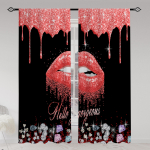 2 tk Kardinad Ilusalongidele Lihtsad Punased Huuled Meigipintsel &Ouml;&ouml;sidega &Uuml;laosaga Kangaskardinad Dekor Elutuppa Kontorisse Kodu Dekoor 2x50Wx50H(CM)&Grommet Top