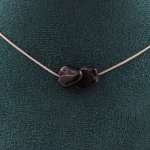 Pierres et Min&eacute;raux. Collier 2 perles Tourmaline Schorl du Br&eacute;sil Chaine en acier Collier femmes, hommes. Taille personnalisable.
