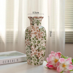 Kaheksanurkne pastoraalne keraamiline vaas, sinine ja valge portselanist k&auml;sitsi maalitud tipptasemel elutoa sissep&auml;&auml;s lilleseade vesi